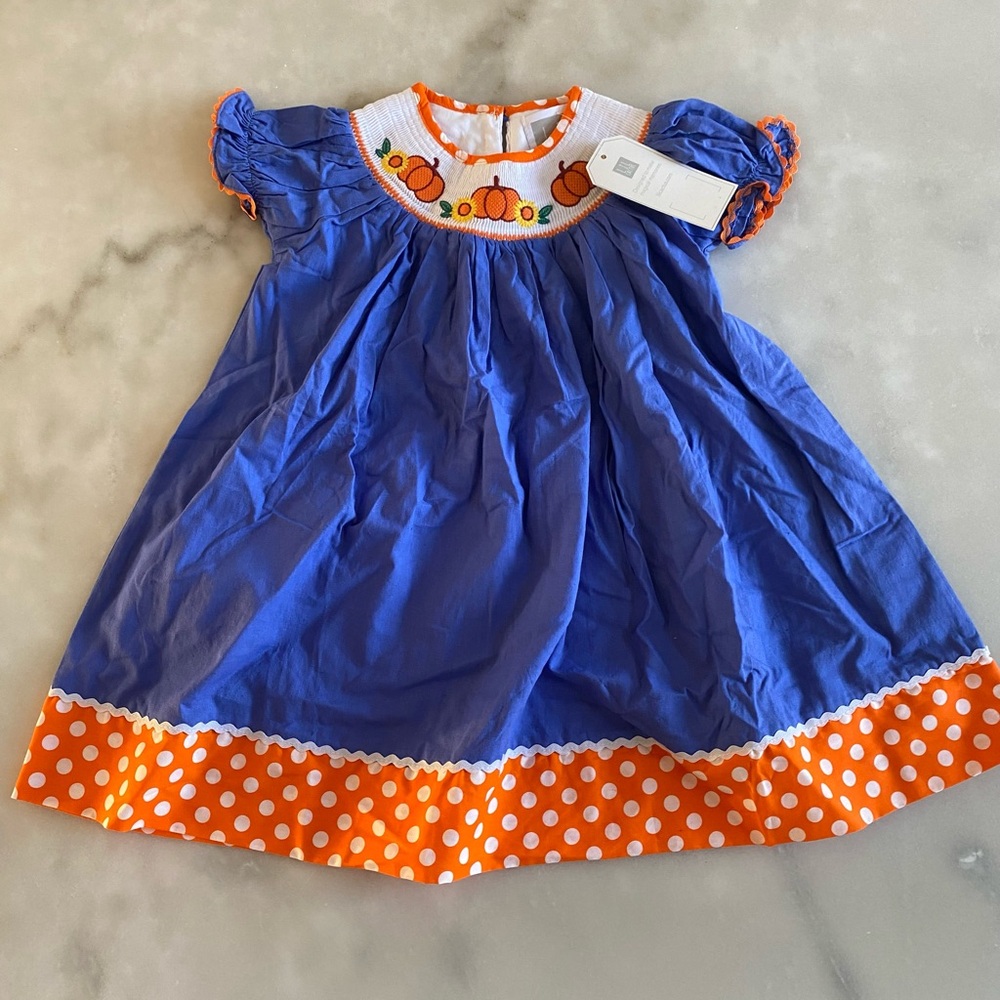 New! Lil Cactus PUMPKIN SUNFLOWER BISHOP SMOCK DRESS baby toddler girl fall